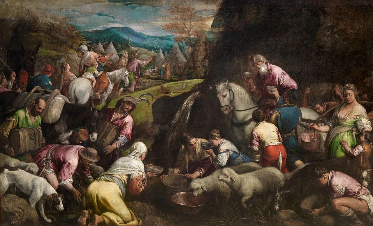 Mosè e suo fratello Aaron che guidano il Israeliti nella Terra Promessa - Jacopo da Ponte, detto Bassano